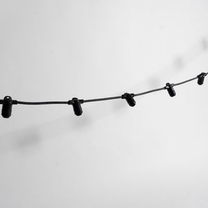 E12 Festoon 10m Black Cable with 0.2m Bulb Spacing - Festoon Lighting Hire Brisbane