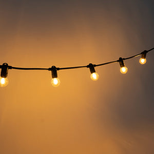 E12 Festoon 10m Black Cable with 0.2m Bulb Spacing - Festoon Lighting Hire Brisbane