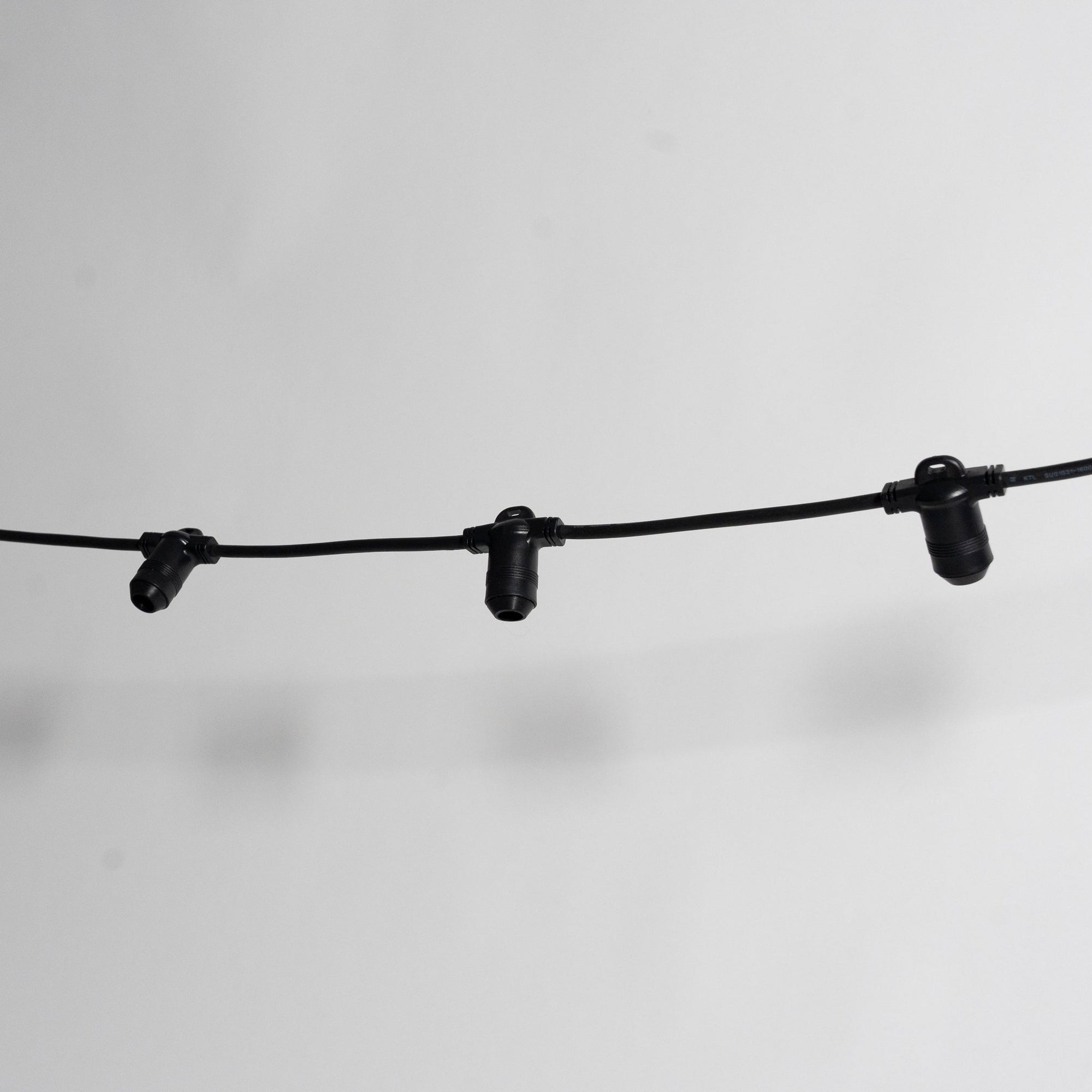 E14 Festoon 20m Black Cable with 0.2m Bulb Spacing - Festoon Lighting Hire Brisbane