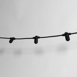 E14 Festoon 20m Black Cable with 0.2m Bulb Spacing - Festoon Lighting Hire Brisbane