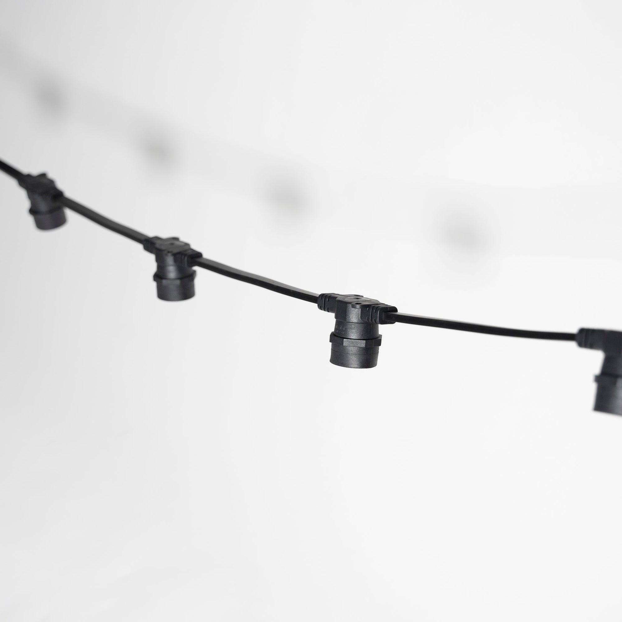 E27 Festoon 10m Black Flat Cable with 0.5m Bulb Spacing - Festoon Lighting Hire Brisbane