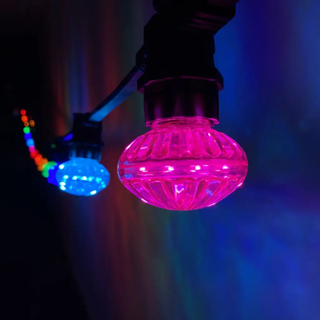 Rainbow Cabochon Festoon Lighting (0.5m Bulb Spacing) - Festoon Lighting Hire Brisbane