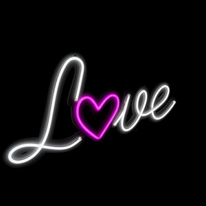 Cool White and Pink Neon Love - Neon Sign Hire Brisbane