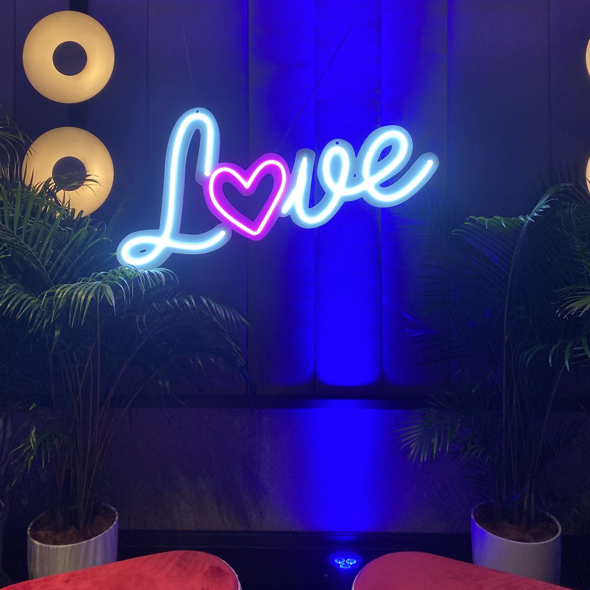 Cool White and Pink Neon Love - Neon Sign Hire Brisbane