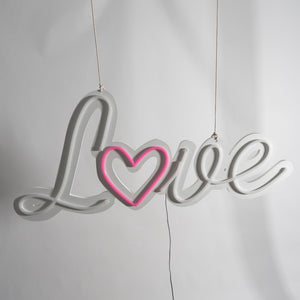 Cool White and Pink Neon Love - Neon Sign Hire Brisbane