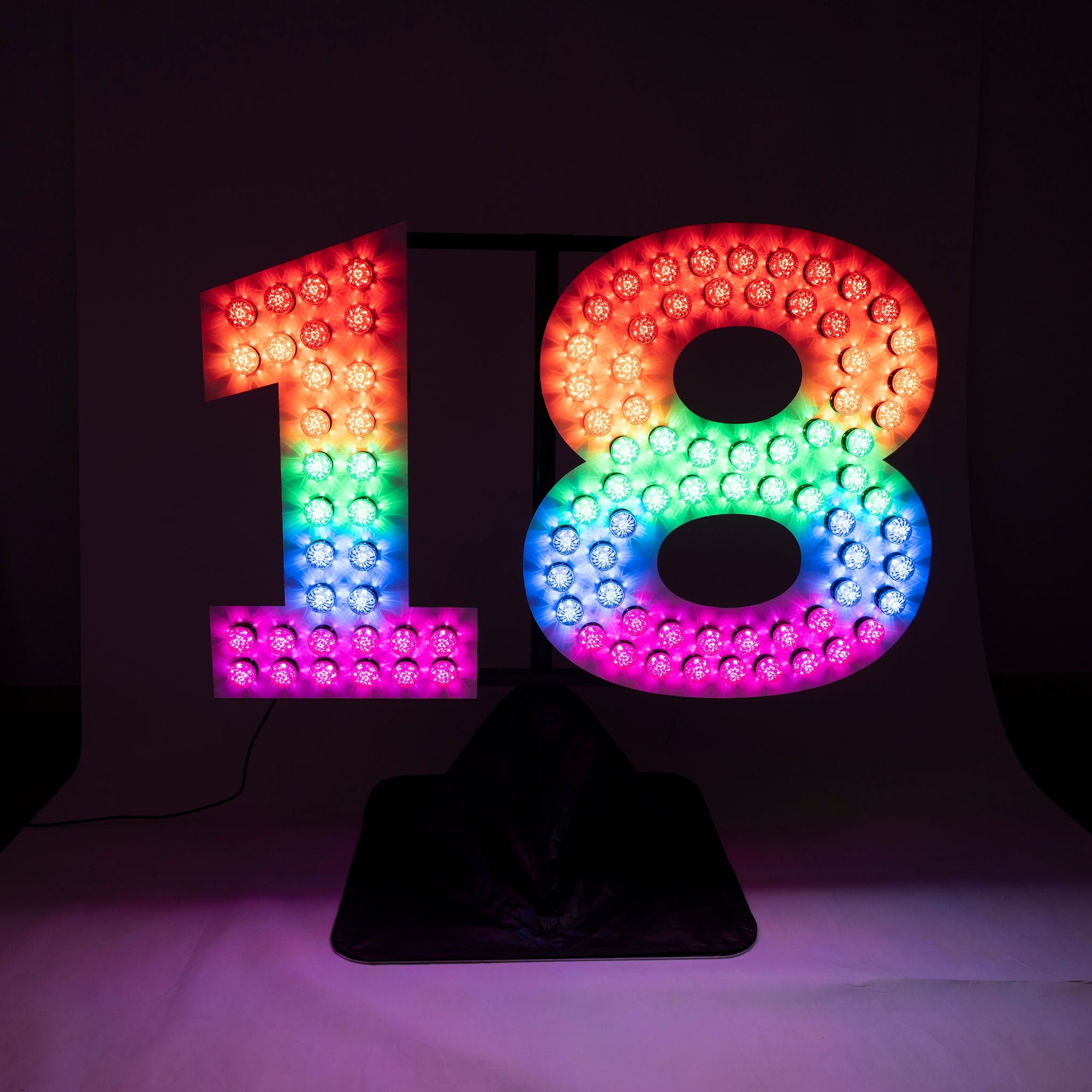 GIANT 18 Sign Double Bulbed - Birthday Sign Hire Brisbane