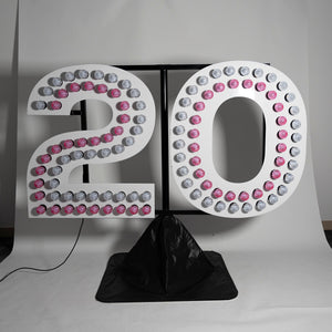 GIANT 20 Sign Double Bulbed - Birthday Sign Hire Brisbane