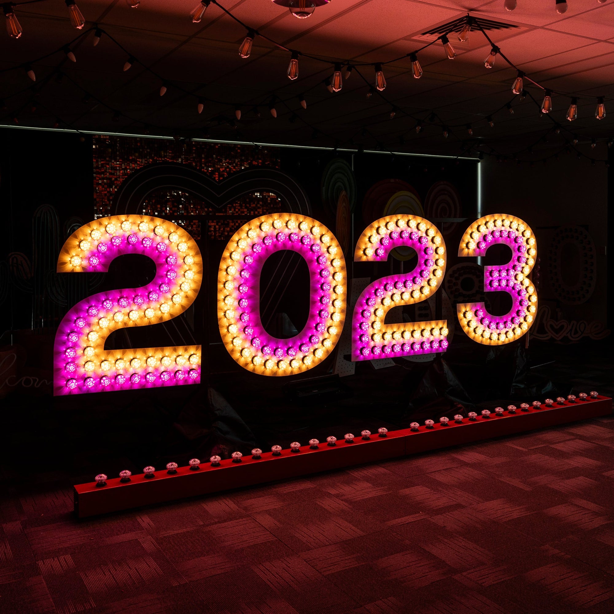 GIANT 2023 Sign Double Bulbed - Birthday Sign Hire Brisbane