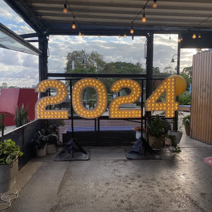 GIANT 2024 Sign Double Bulbed - Birthday Sign Hire Brisbane