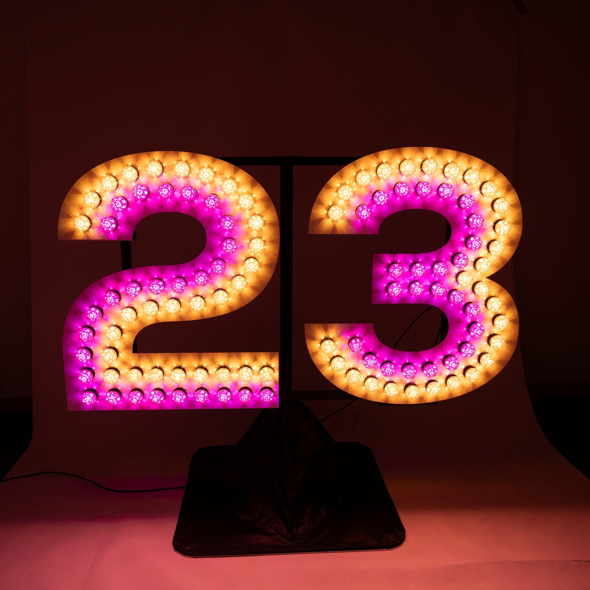 GIANT 23 Sign Double Bulbed - Birthday Sign Hire Brisbane