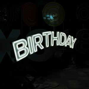 GIANT BIRTHDAY Cool White Neon - Birthday Neon Sign Hire Brisbane