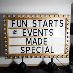 GIANT Gold 1950’s Lightbox Vintage w Interchangeable Letters - Event Sign Hire Brisbane