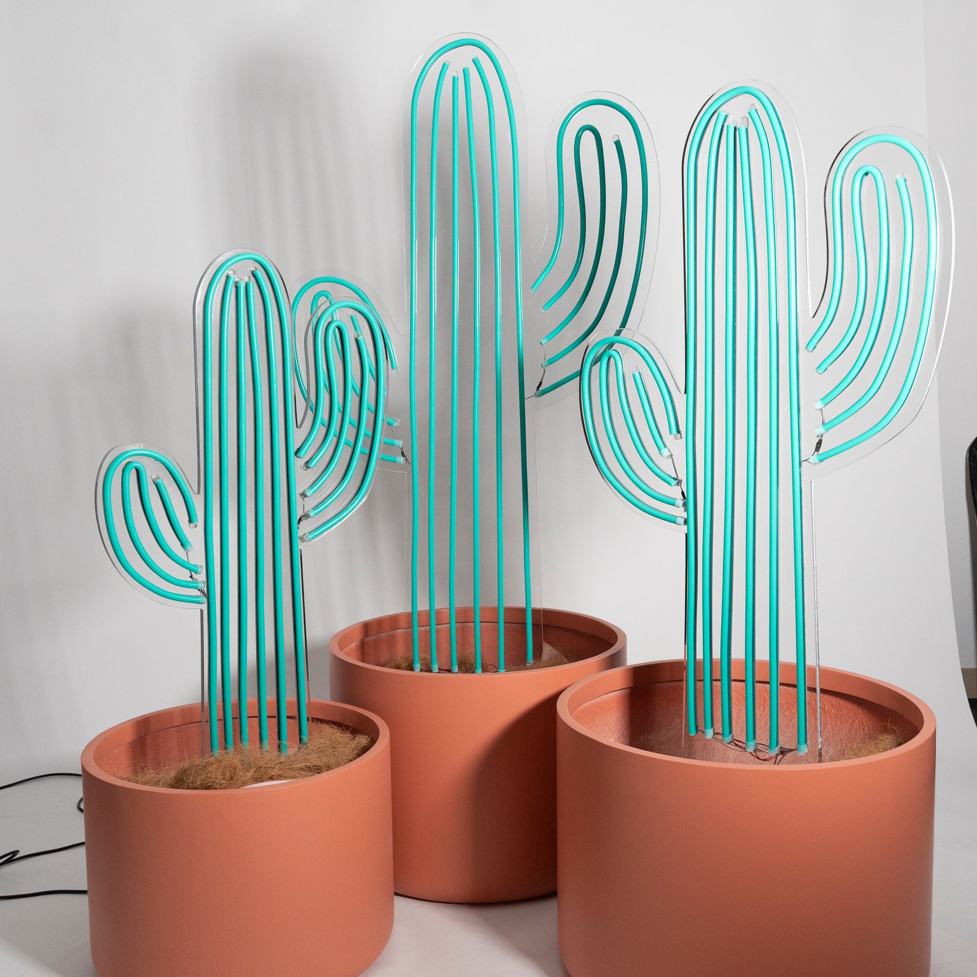 Green Cacti in Pot Neon (Set of 3) - Event Hire Brisbane