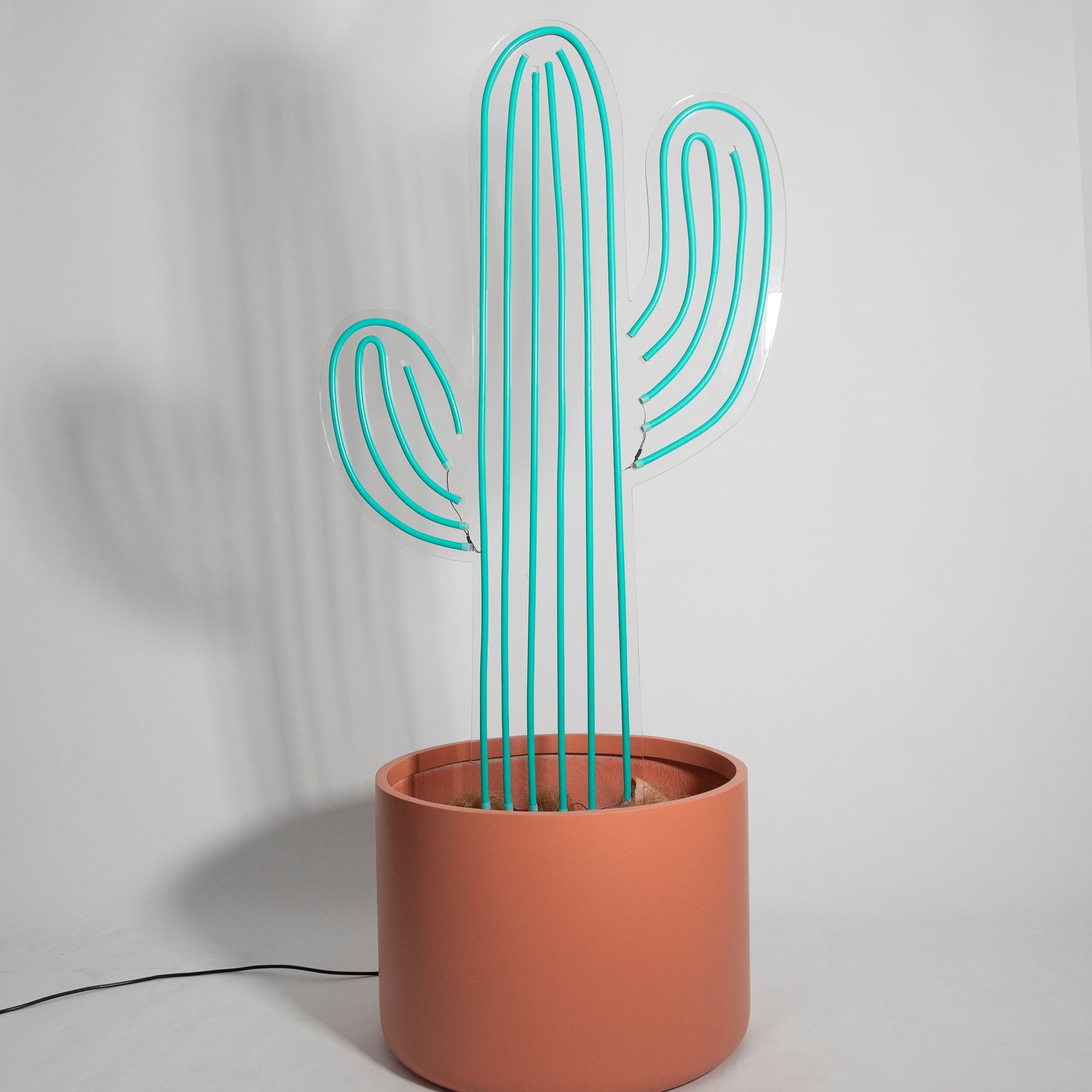 Medium Green Cactus In Pot Neon - Neon Sign Hire Brisbane