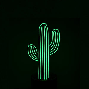 Medium Green Cactus In Pot Neon - Neon Sign Hire Brisbane