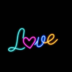 Multi Colour Neon Love Sign - Neon Sign Hire Brisbane