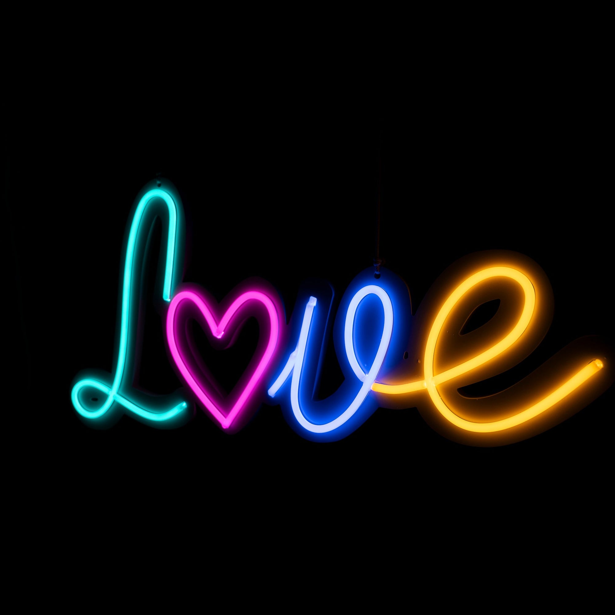 Multi Colour Neon Love Sign - Neon Sign Hire Brisbane