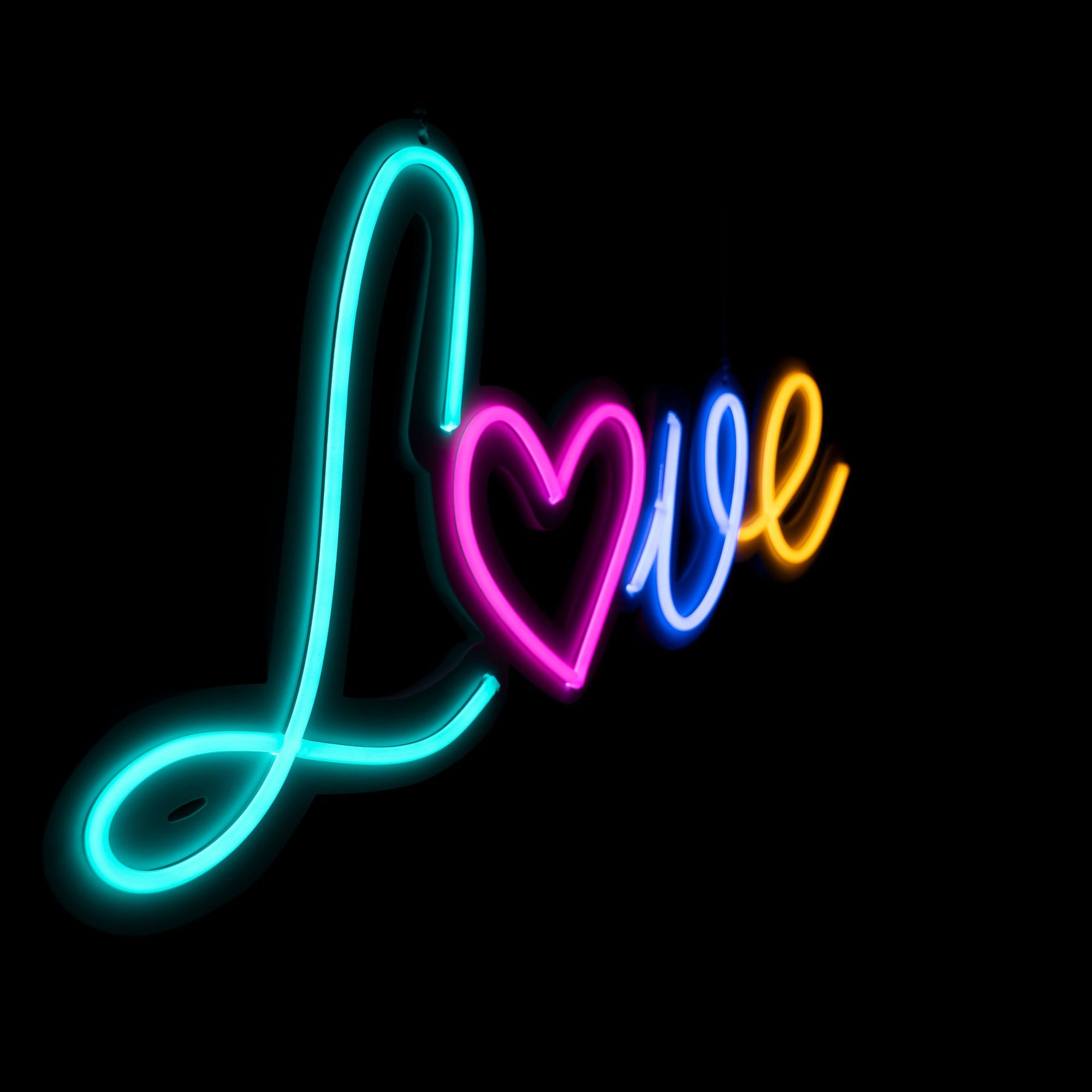 Multi Colour Neon Love Sign - Neon Sign Hire Brisbane