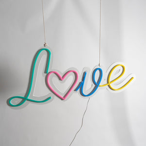 Multi Colour Neon Love Sign - Neon Sign Hire Brisbane