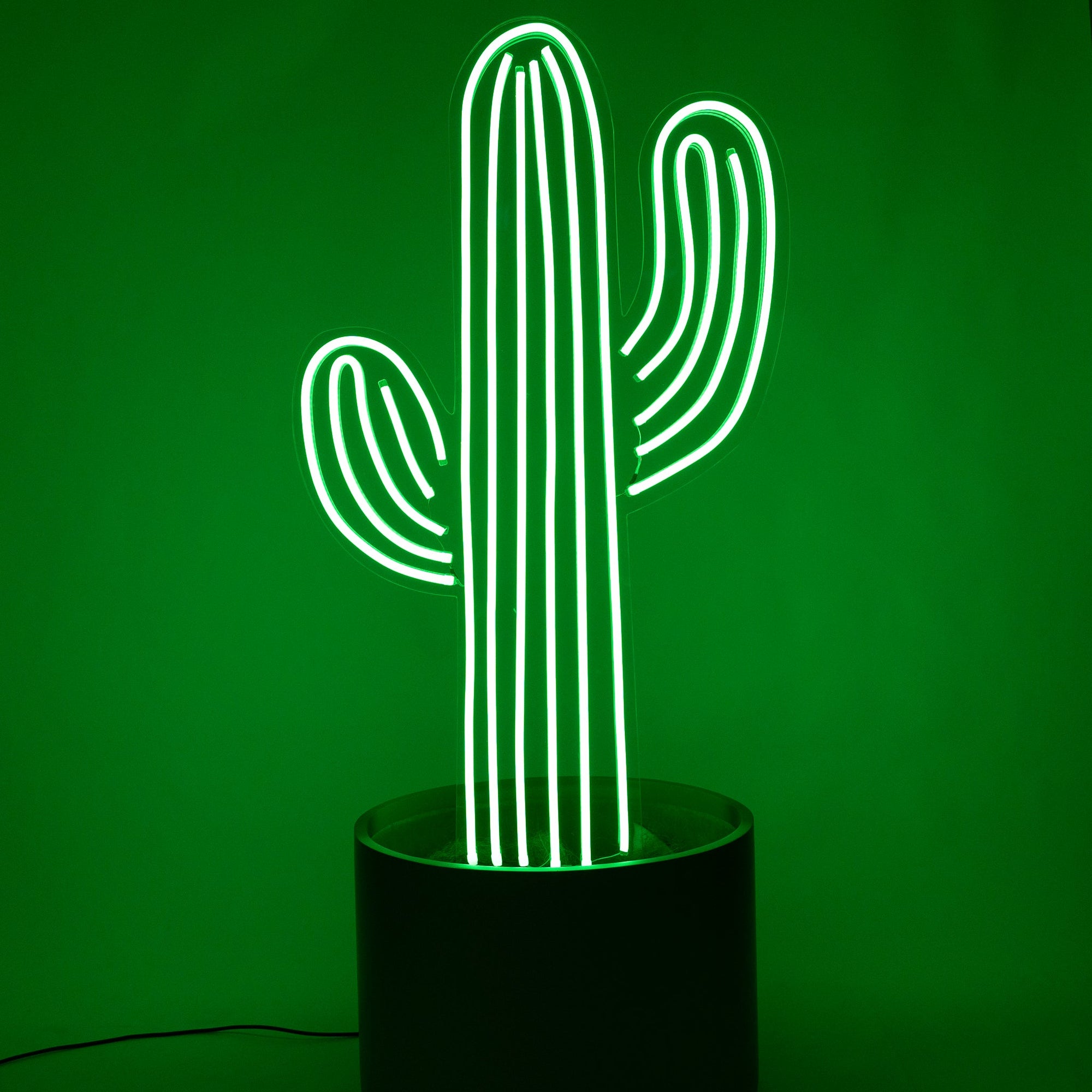 X-Large Green Cactus In Pot Neon - Neon Sign Hire Brisbane